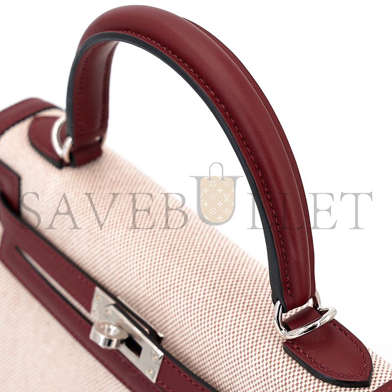 HERMES MASTER KELLY 25 SWIFT AND ECRU TOILE PALLADIUM HARDWARE (25*17*7cm)